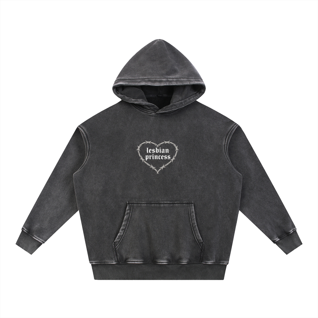 Lesbian Princess Snow Wash Fleece Oversize Hoodie