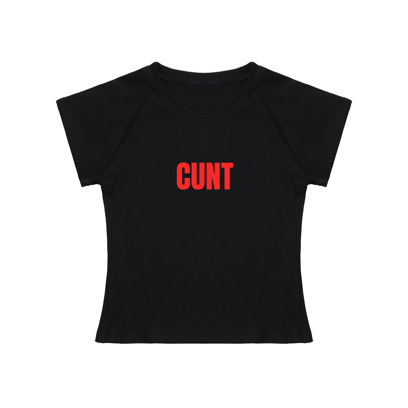 Cunt Solid Color Raglan Sleeve Crop Top