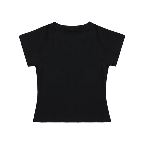 Cunt Solid Color Raglan Sleeve Crop Top