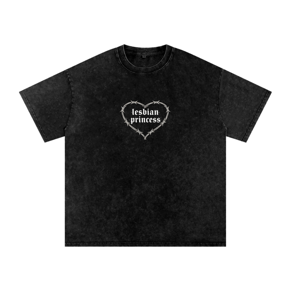 Lesbian Princess Snow Washed Oversized Cotton T-Shirt