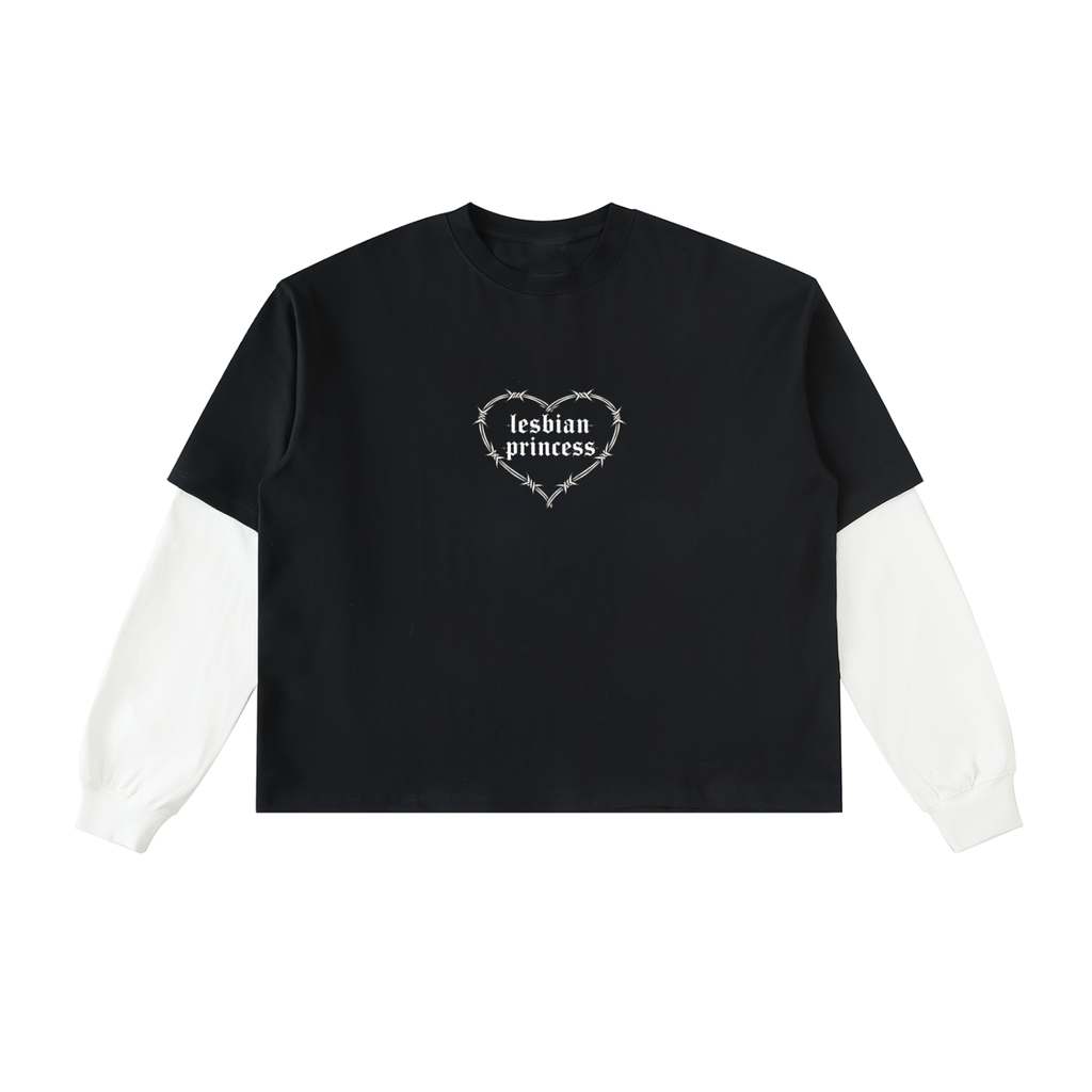 Lesbian Princess Layered Contrast Sleeve Cotton T-Shirt
