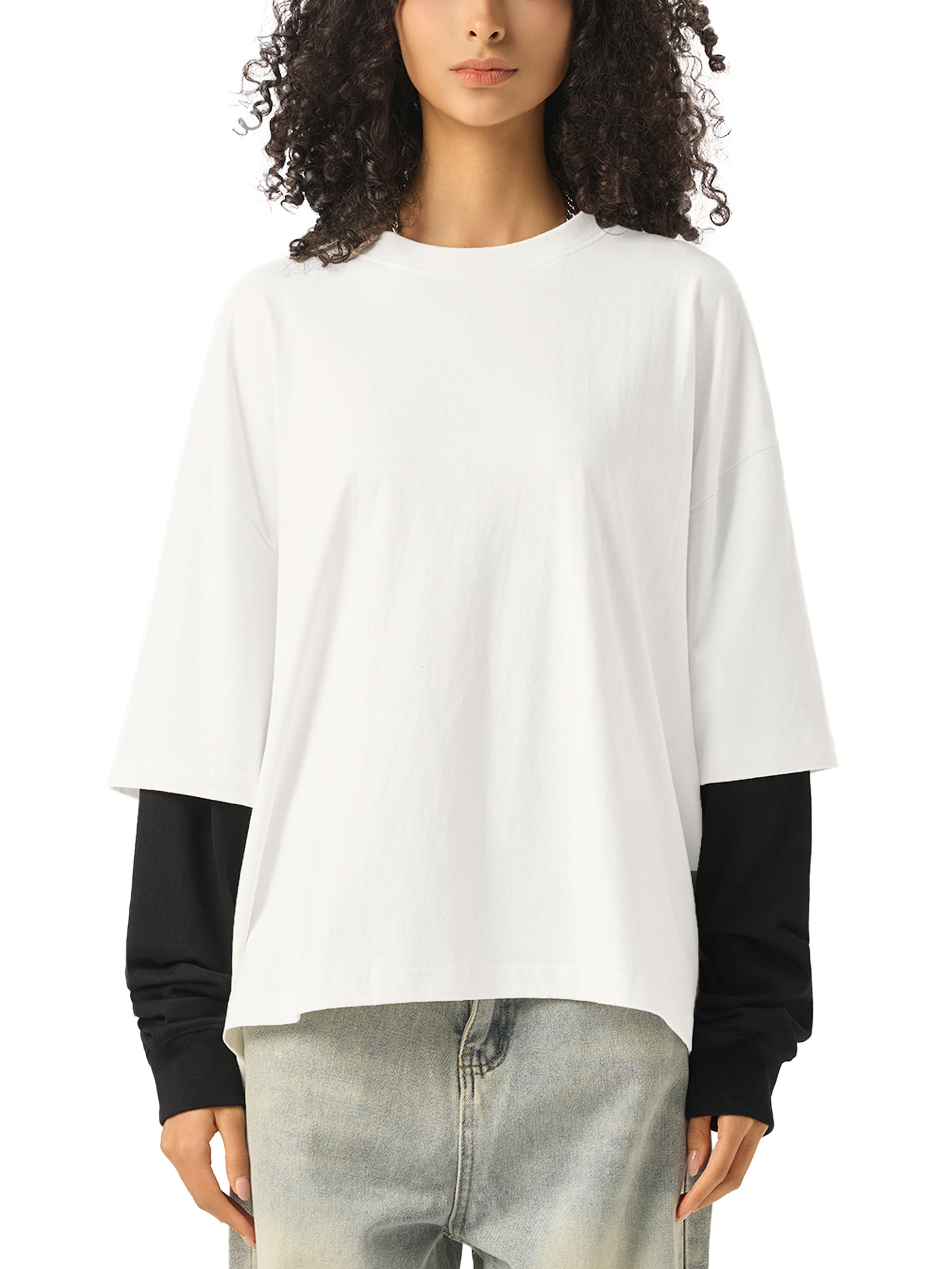 Lesbian Princess Layered Contrast Sleeve Cotton T-Shirt