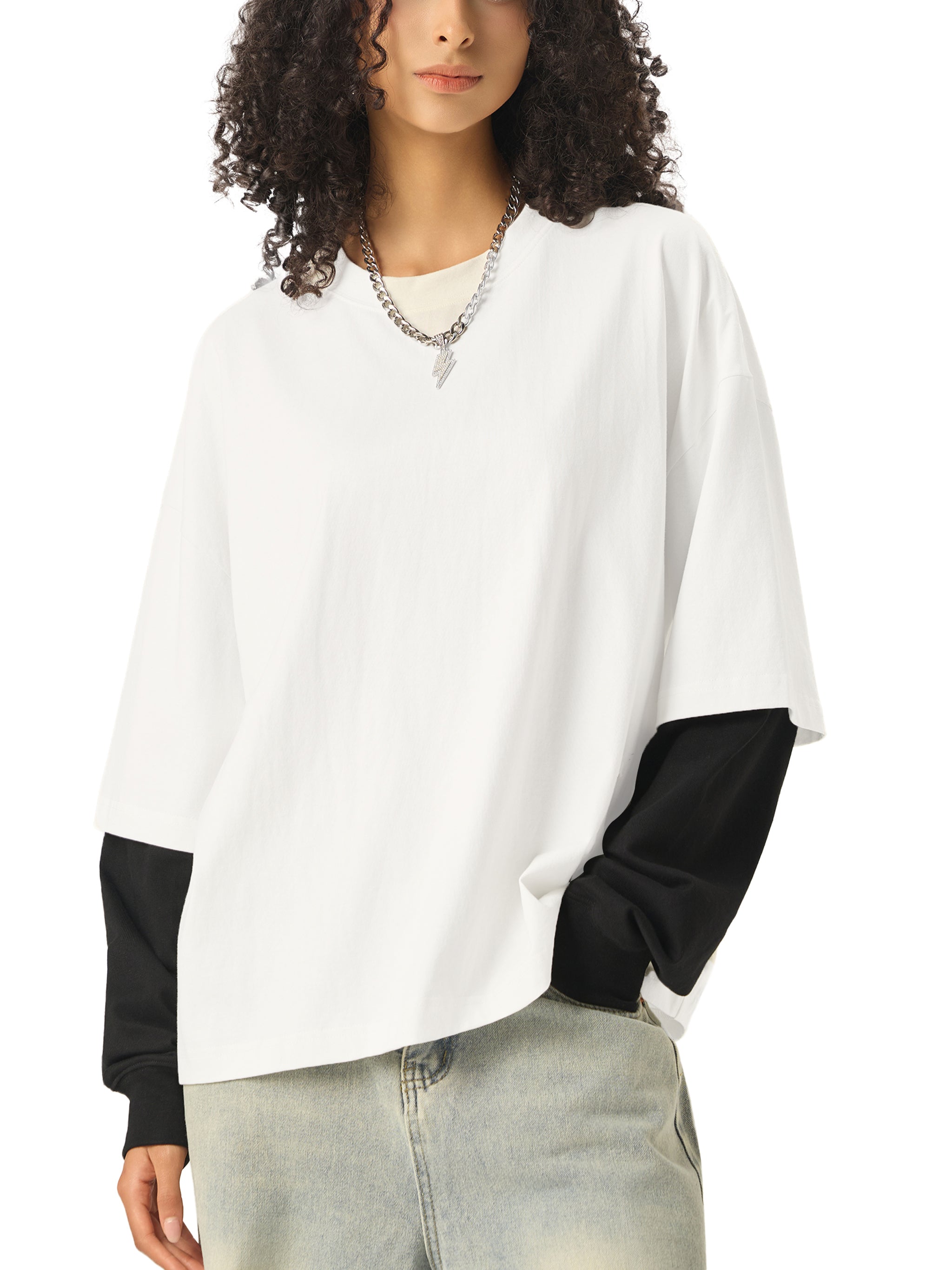 Lesbian Princess Layered Contrast Sleeve Cotton T-Shirt